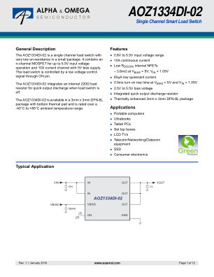 AOZ1334DI-02 datasheet cover page