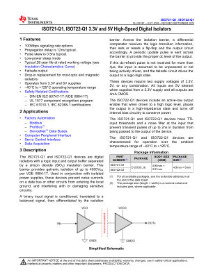 ISO722-Q1 datasheet cover page