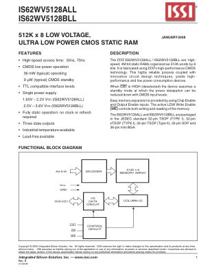 IS62WV5128BLL-55HLI-TR 数据手册首页