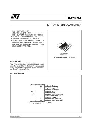 TDA2009A datasheet cover page