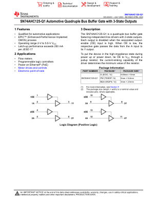 SN74AHC125-Q1 数据手册首页