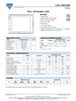 LCD160H128E datasheet cover page