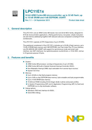 LPC11E1X datasheet cover page