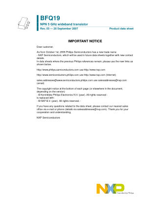 BFQ19 datasheet cover page