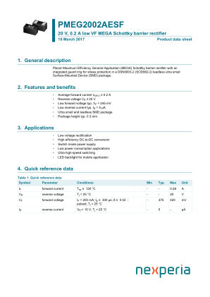 PMEG2002AESF datasheet cover page