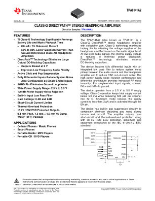 TPA6141A2 datasheet cover page