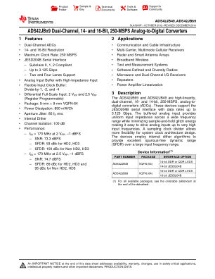 ADS42JB69 数据手册首页