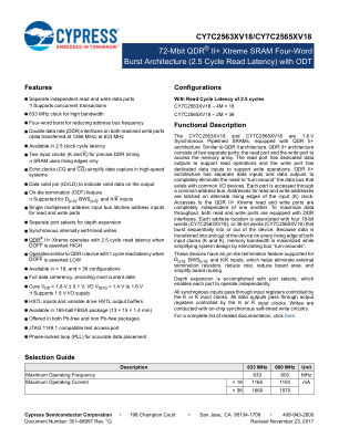 CY7C2563XV18 datasheet cover page