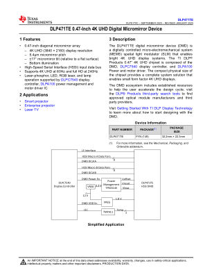 DLP471TE datasheet cover page