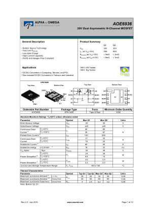 AOE6936 datasheet cover page