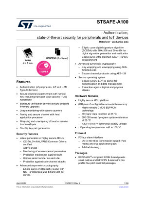 STSAFE-A100 数据手册首页