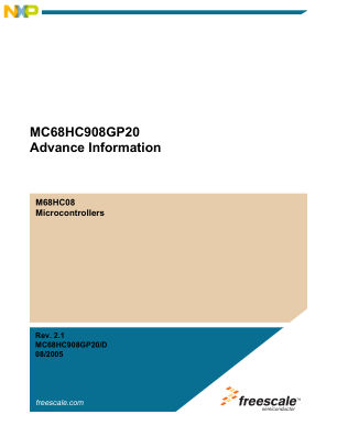 MC68HC908GP20 datasheet cover page