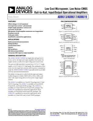 AD8613 数据手册首页
