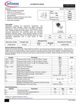 AUIRF2903Z 数据手册首页