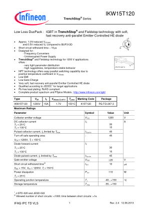 IKW15T120 datasheet cover page