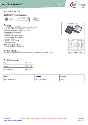 IAUCN04S6N017T datasheet cover page