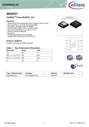 ISZ065N03L5S datasheet cover page