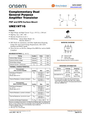 UMZ1NT1 datasheet cover page