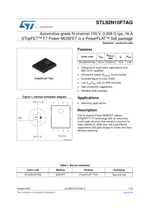 STL92N10F7AG 数据手册首页