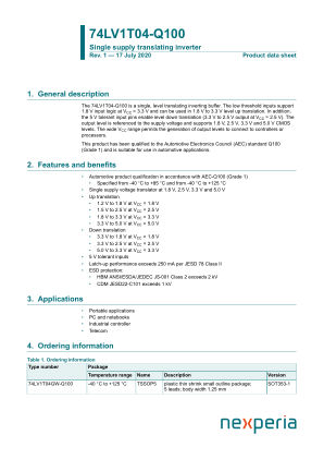 74LV1T02GX datasheet cover page