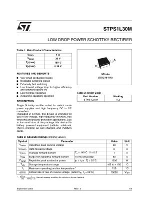 STPS1L30M 数据手册首页