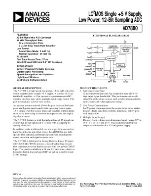 AD7880 数据手册首页
