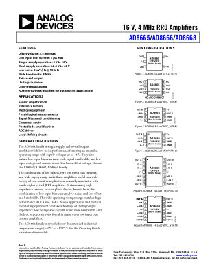 AD8665 数据手册首页