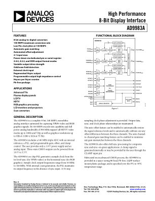 AD9983A 数据手册首页