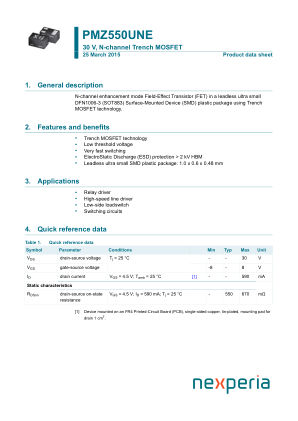PMZ550UNEYL datasheet cover page