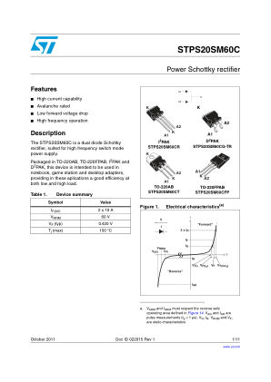 STPS20SM60C datasheet cover page