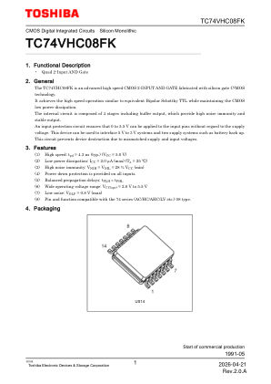 TC74VHC08FK datasheet cover page
