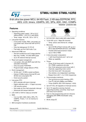 STM8L162M8 datasheet cover page