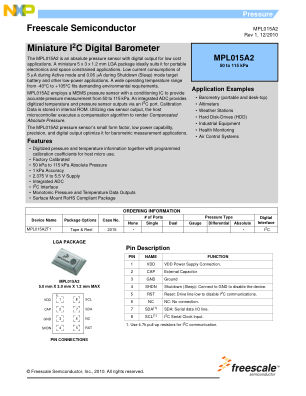 MPL015A2 数据手册首页