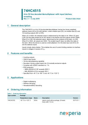 74HC4515D datasheet cover page