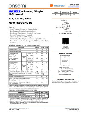NVMTS0D7N04C datasheet cover page