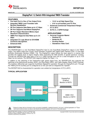 SN75DP122A datasheet cover page