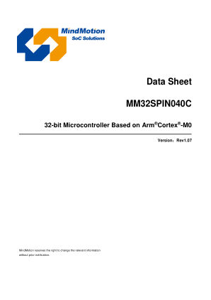 MM32SPIN040C datasheet cover page