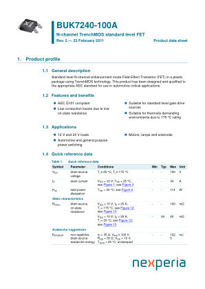 BUK7240-100A datasheet cover page
