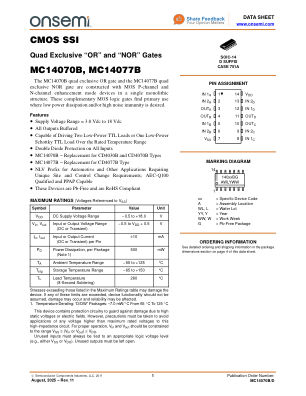 MC14070B 数据手册首页