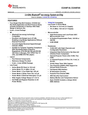 CC2540 datasheet cover page