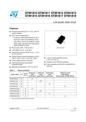 STM1810 数据手册首页