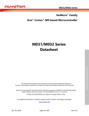M031 datasheet cover page