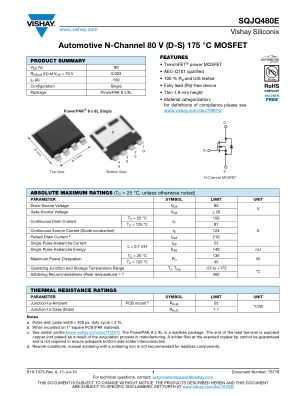 SQJQ480E datasheet cover page