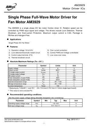 AM3929 datasheet cover page