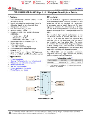 TMUXHS221 datasheet cover page