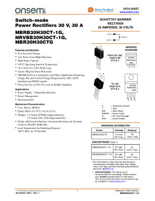 MBRB30H30CT-1 datasheet cover page
