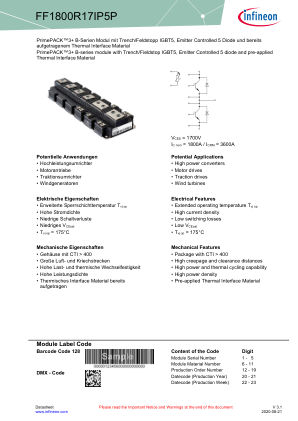 FF1800R17IP5P datasheet cover page