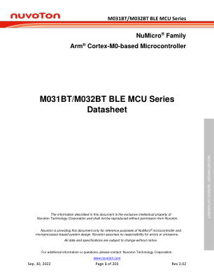 M031BT datasheet cover page