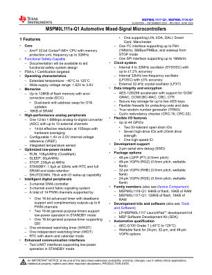 MSPM0L1117-Q1 datasheet cover page