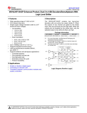 SN74LV8T139-EP 数据手册首页